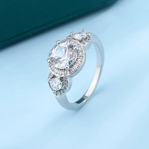 Ladies 2.50ctw Triple Halo Diamond Anniversary Ring .925 Solid Sterling Silver - Picture 2 of 6